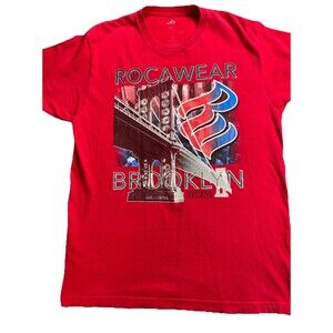 Rocawear Brooklyn Graphic Tee Red Large Y2K/2000s New York Bridge Lg